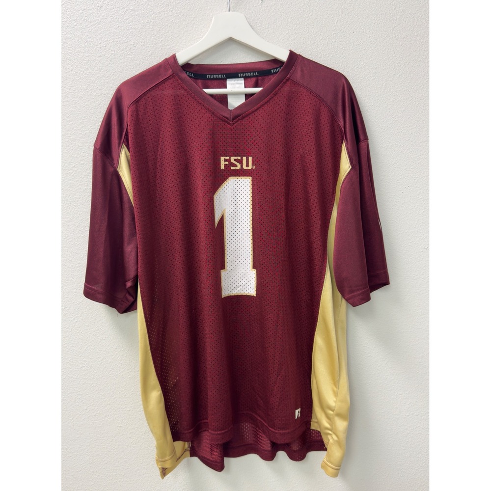 Russell Athletic FSU Seminoles Football Jersey Mens XL Garnet Gold Mesh